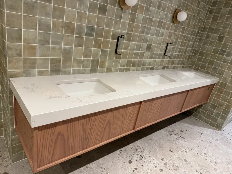 Mitred vanity, cut, fabricated and installed